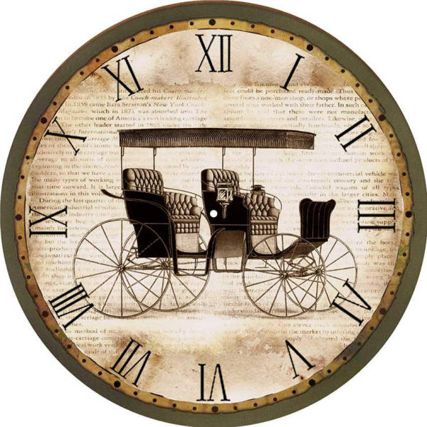 Reloj de pared vintage con carruaje