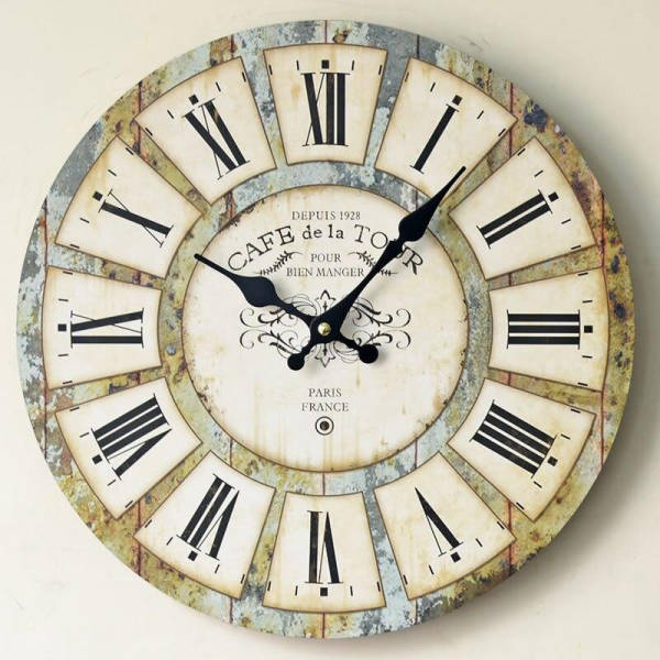 Reloj de pared vintage números romanos