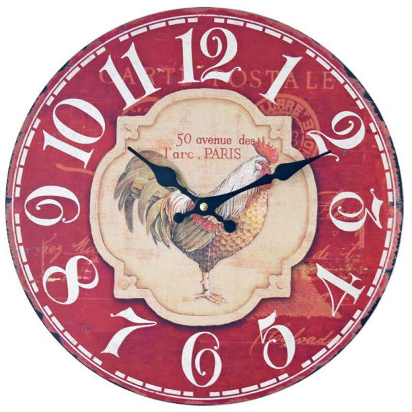 Reloj de pared vintage gallo rojo