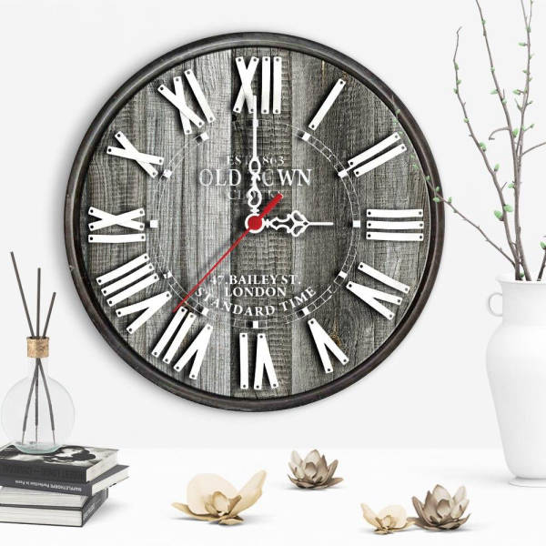 Reloj de pared vintage madera gris