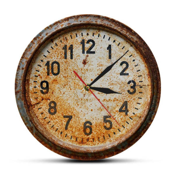 Reloj de pared industrial efecto oxidado