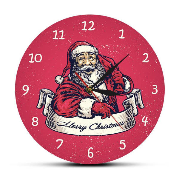 Reloj de pared navideño con Papá Noel