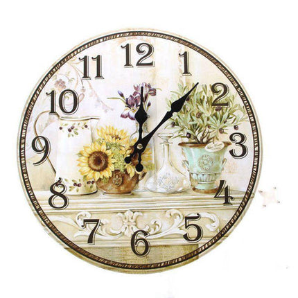 Reloj de pared vintage con girasoles
