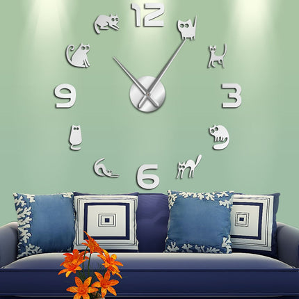 Reloj de pared 3D adhesivo Gatos