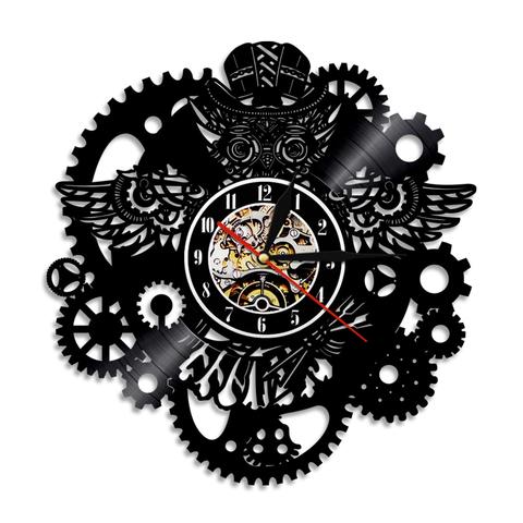 Reloj de pared LED steampunk con engranajes