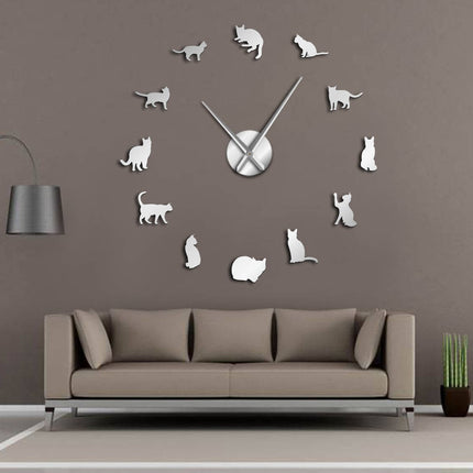 Reloj de pared adhesivo diseño gatos