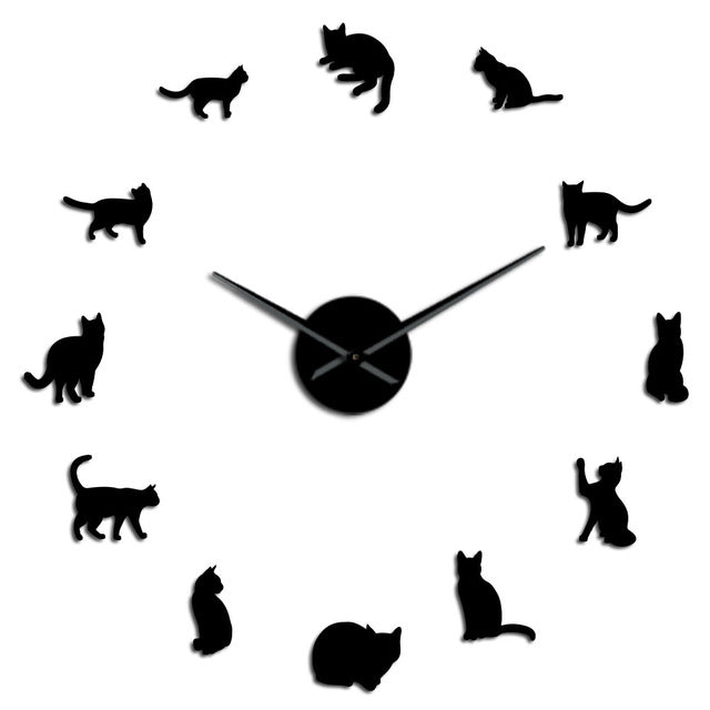 Reloj de pared adhesivo diseño gatos