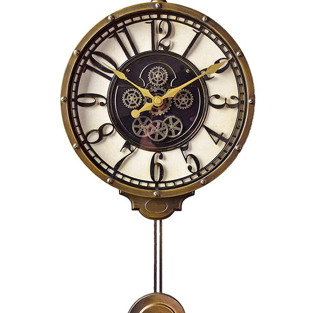 Reloj de pared con péndulo steampunk