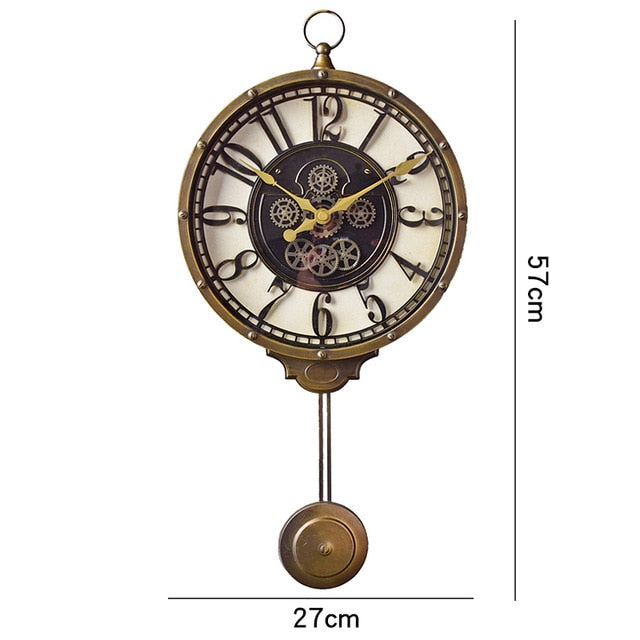 Reloj de pared con péndulo steampunk