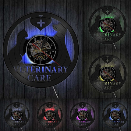 Reloj de vinilo veterinaria Gato perro