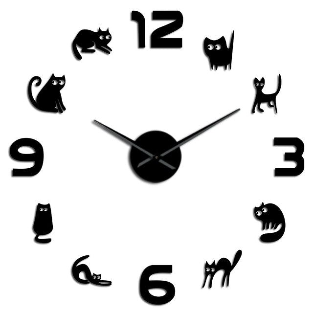 Reloj de pared 3D adhesivo Gatos