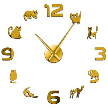 Reloj de pared 3D adhesivo Gatos
