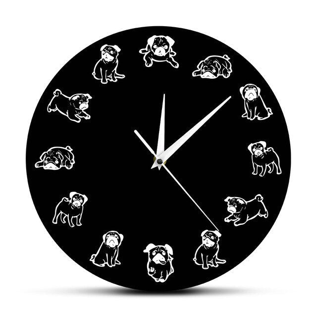 Reloj de pared original perros pug