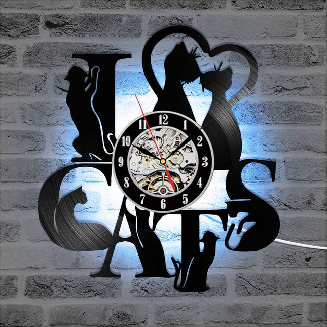 Reloj de pared negro disco vinilo