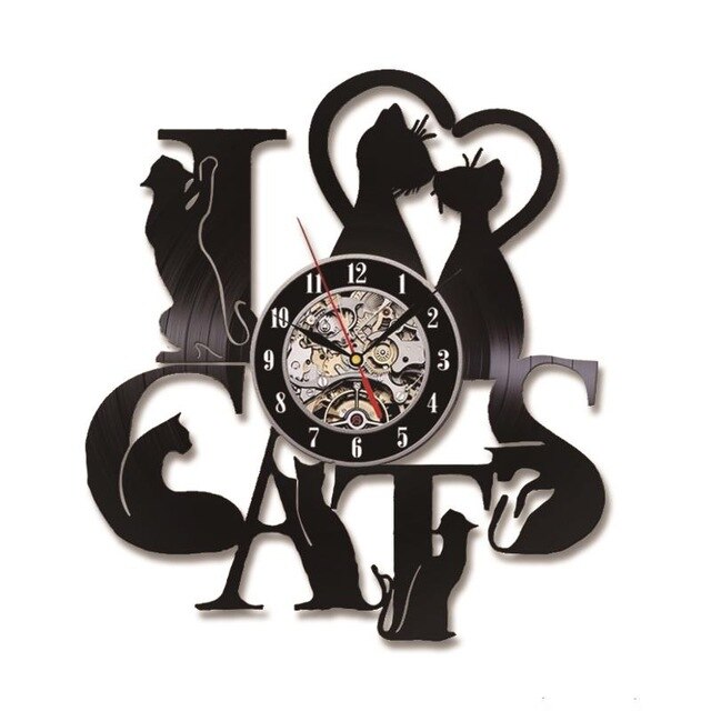 Reloj de pared negro disco vinilo