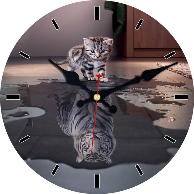 Reloj de pared gatito reflejo Tigre