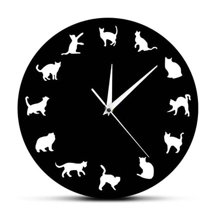 Reloj de pared original siluetas gatos