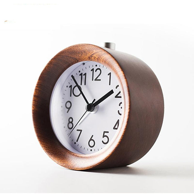 Despertador analógico redondo con marco madera